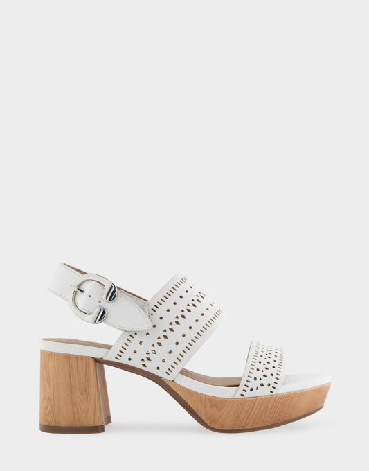Aerosoles Comfortable Women's Platform Sandals in White Perf Faux Leather Faux Leather