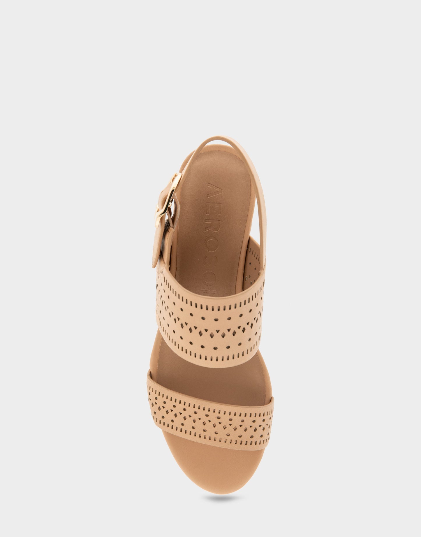 Aerosoles Comfortable Women's Platform Sandals in Beige Bisque Faux Leather