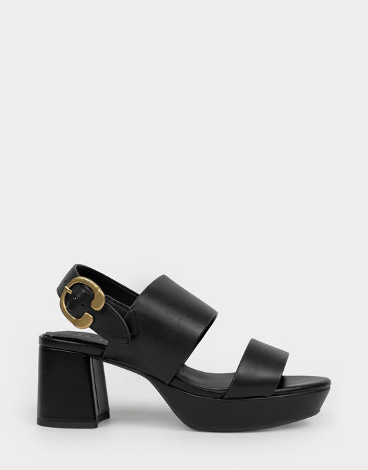 Aerosoles Comfortable Women's Platform Sandal in Black Faux Leather