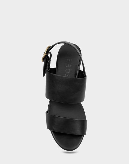 Aerosoles Comfortable Women's Platform Sandal in Black Faux Leather