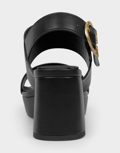Aerosoles Comfortable Women's Platform Sandal in Black Faux Leather