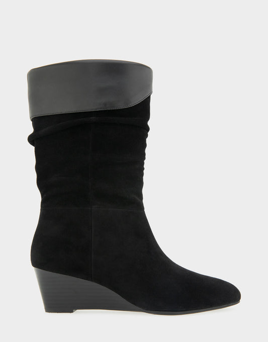 Aerosoles Comfortable Women's Mid Calf Boot In Black Suede