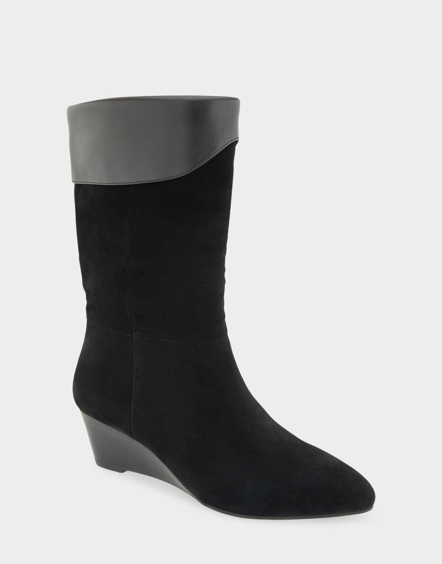 Aerosoles Comfortable Women's Mid Calf Boot In Black Suede