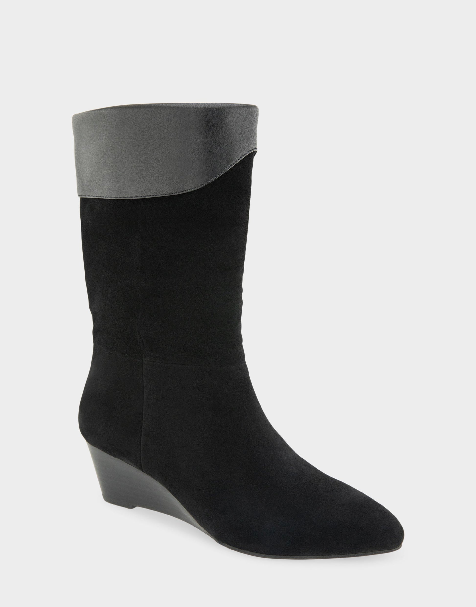 Aerosoles Comfortable Women's Mid Calf Boot In Black Suede