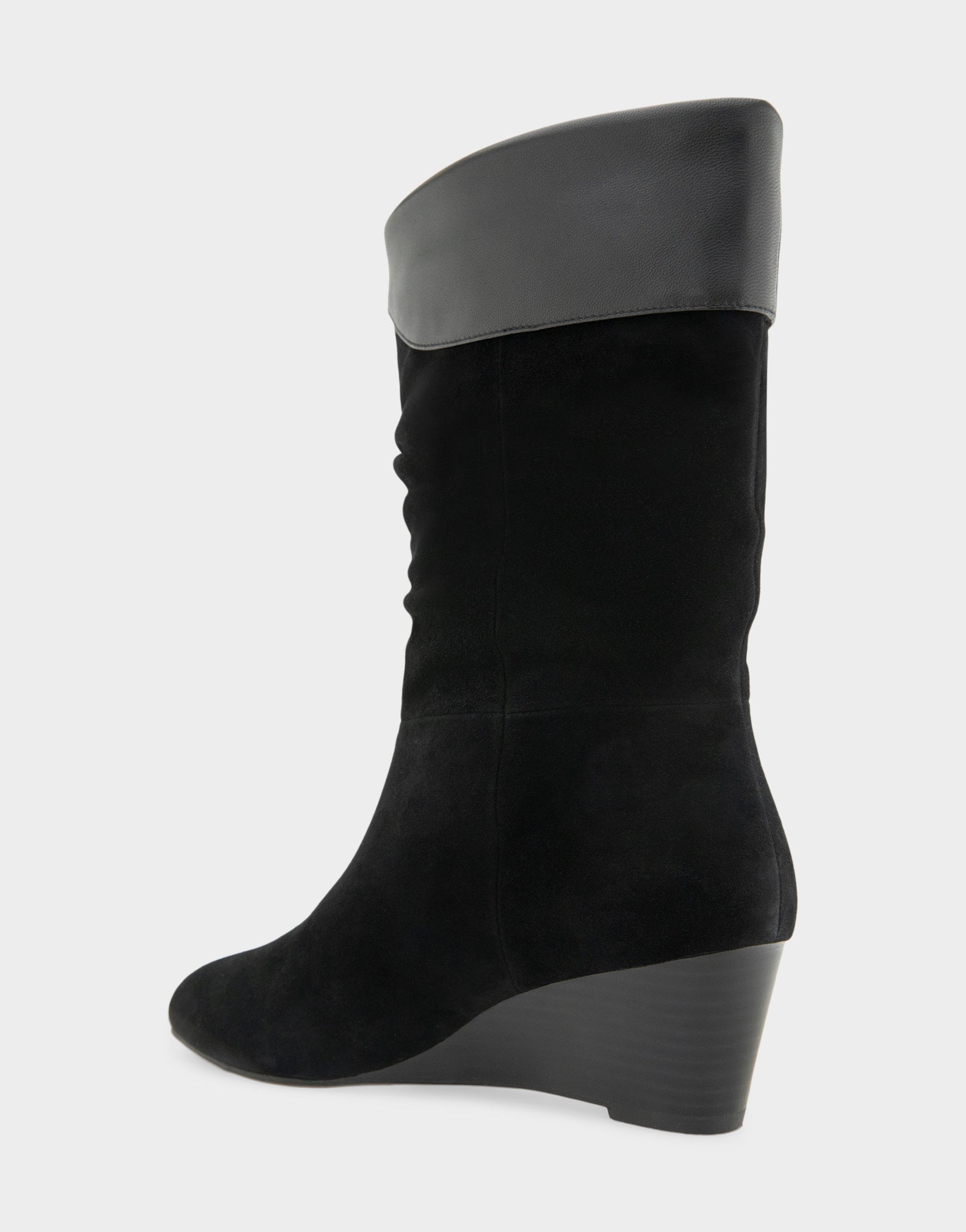 Aerosoles Comfortable Women's Mid Calf Boot In Black Suede
