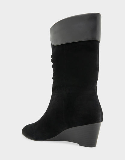 Aerosoles Comfortable Women's Mid Calf Boot In Black Suede