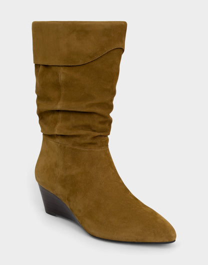 Aerosoles Comfortable Women's Mid Calf Boot In Brown Suede