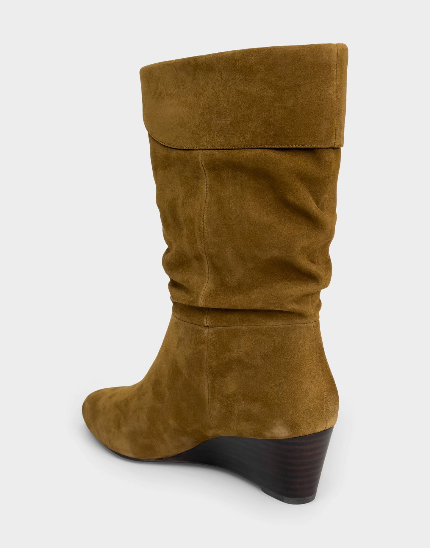 Aerosoles Comfortable Women's Mid Calf Boot In Brown Suede
