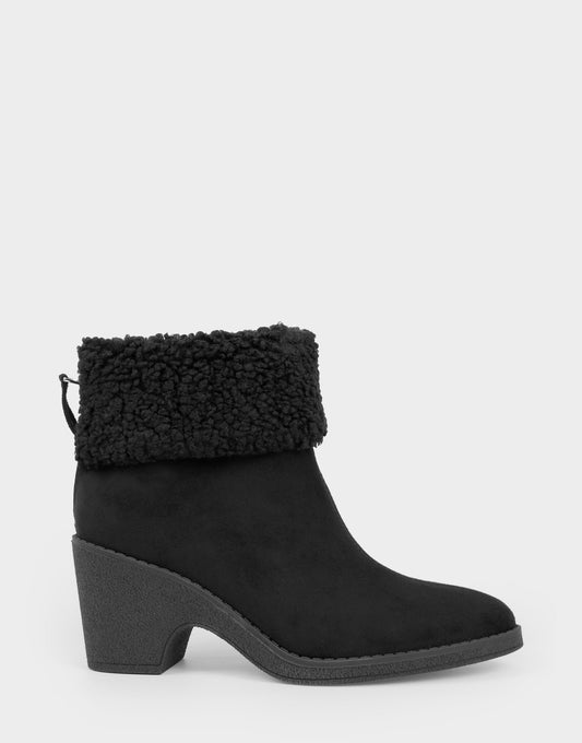 Aerosoles Comfortable Women's Wedge Bootie In Black Faux Suede