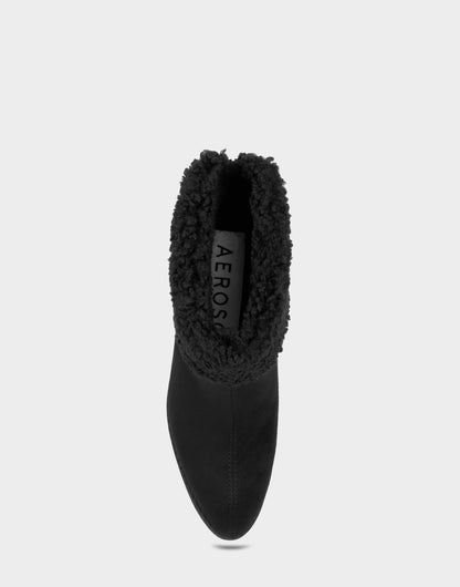 Aerosoles Comfortable Women's Wedge Bootie In Black Faux Suede