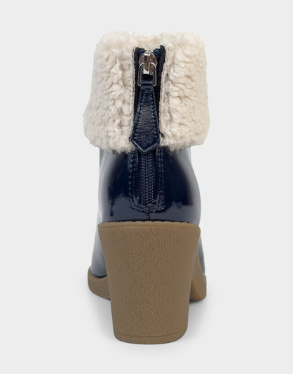 Aerosoles Comfortable Women's Wedge Bootie In Navy Patent Faux Leather
