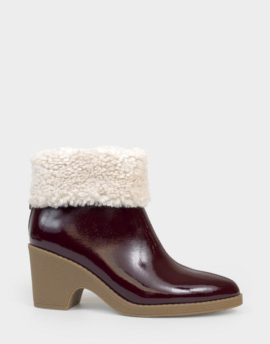 Aerosoles Comfortable Women's Wedge Bootie In Burgundy Patent Faux Leather