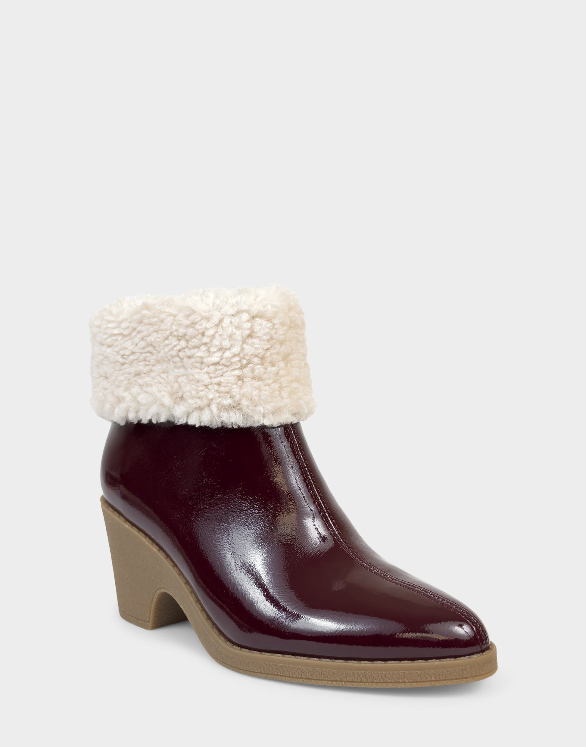 Aerosoles Comfortable Women's Wedge Bootie In Burgundy Patent Faux Leather