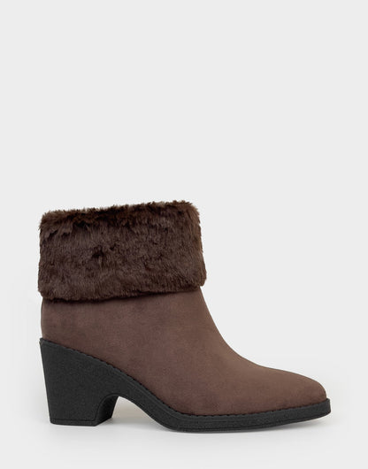 Aerosoles Comfortable Women's Wedge Bootie In Brown Faux Suede
