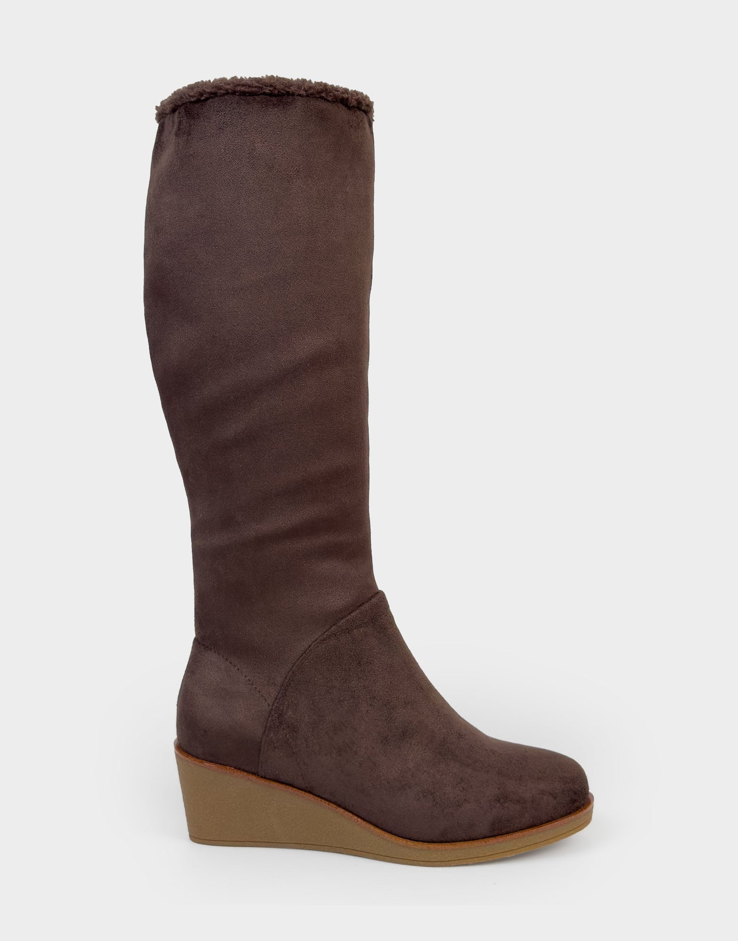 Aerosoles Comfortable Women's Wedge Boot In Brown Faux Suede