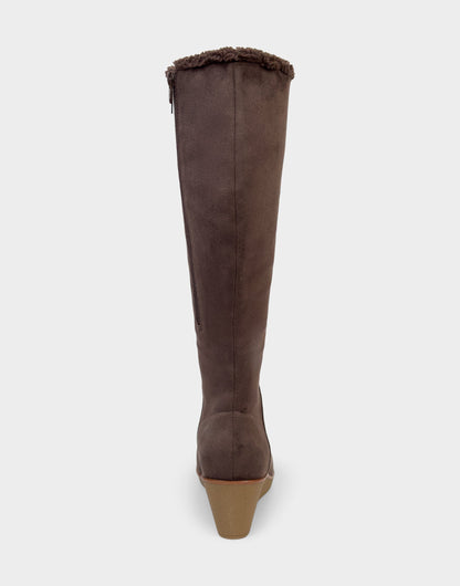 Aerosoles Comfortable Women's Wedge Boot In Brown Faux Suede