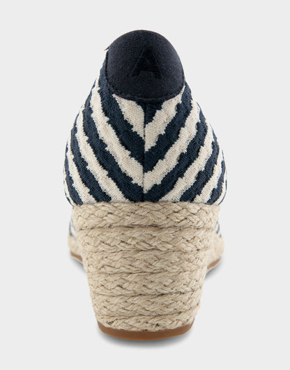 Aerosoles Comfortable Women's Wedge Heels in Eggnog/navy Stripe Textured Fabric Knit Fabric