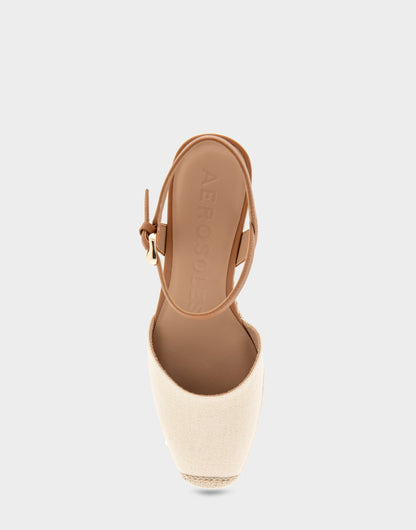 Aerosoles Comfortable Women's Wedge Heels in Natural Canvas Fabric