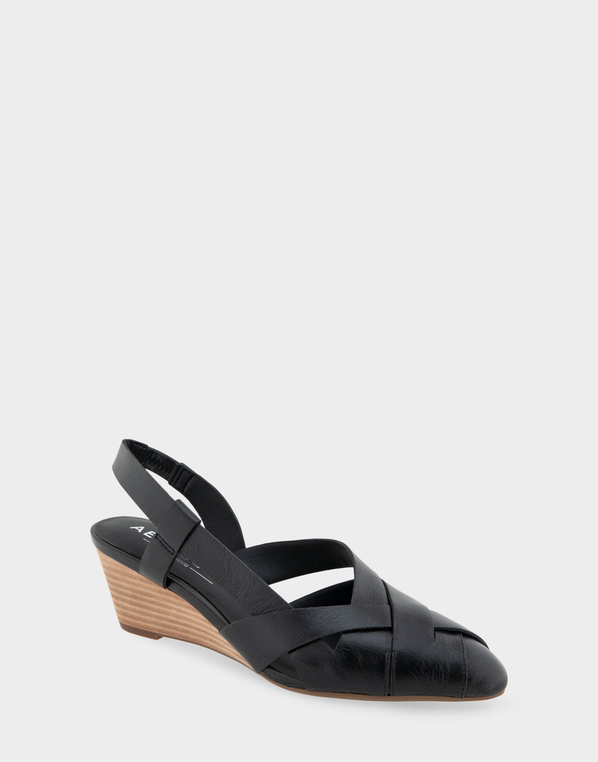 Aerosoles Comfortable Women's Wedge Heels in Black Burnished Leather
