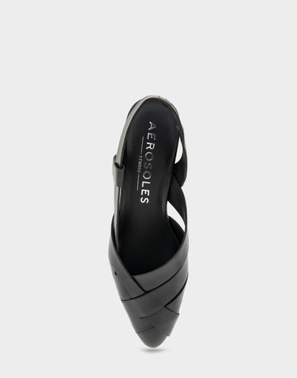 Aerosoles Comfortable Women's Wedge Heels in Black Burnished Leather