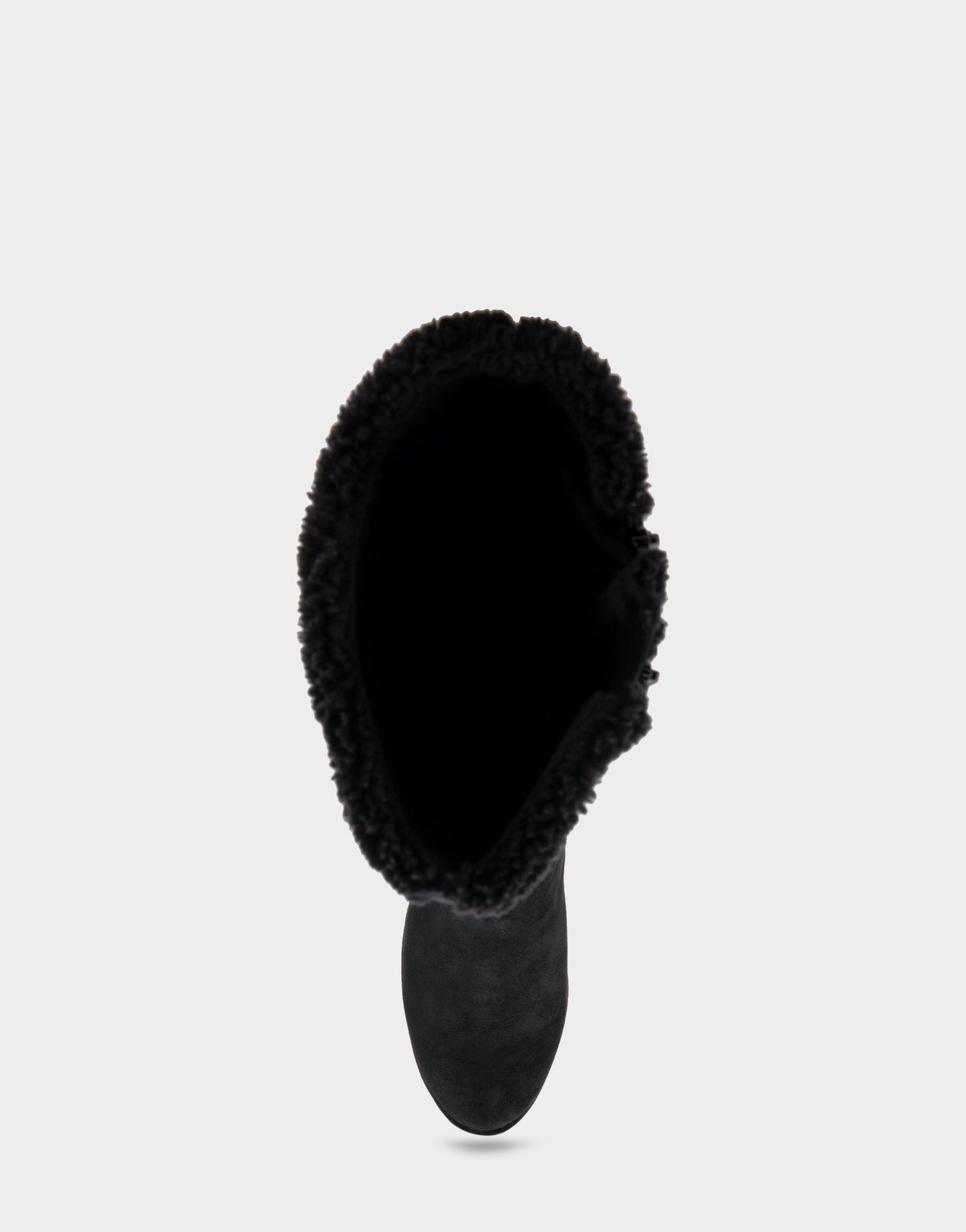 Aerosoles Comfortable Women's Faux Shearling Trimmed Knee High Wedge Boot in Black Faux Suede Faux Suede