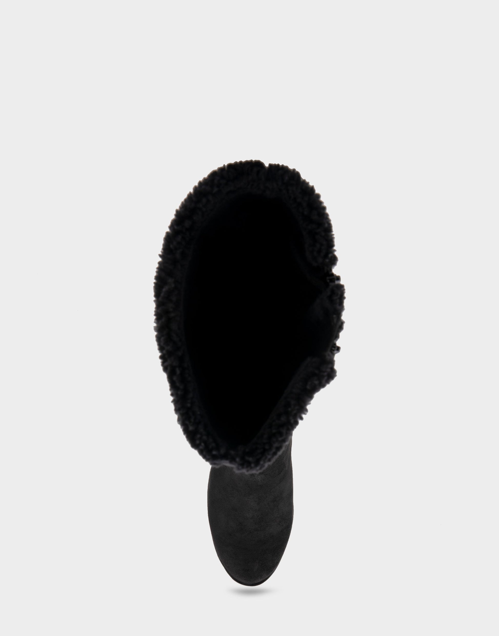 Aerosoles Comfortable Women's Faux Shearling Trimmed Knee High Wedge Boot in Black Faux Suede Faux Suede