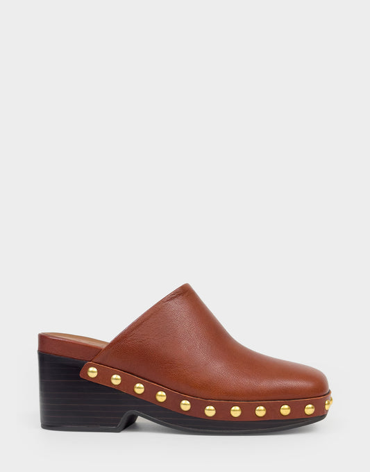 Aerosoles Comfortable Women's Clog In Brown Leather