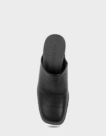 Aerosoles Comfortable Women's Clog In Black Leather