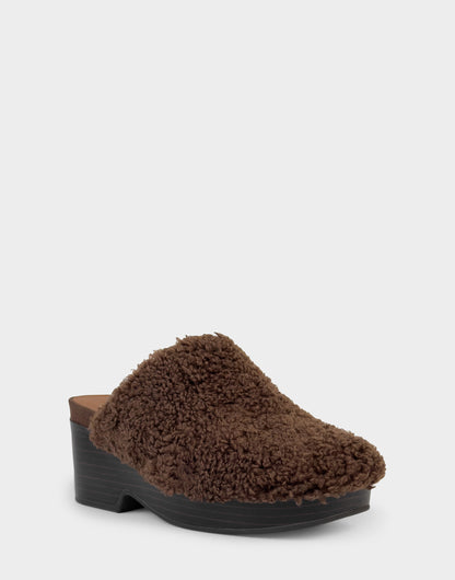 Aerosoles Comfortable Women's Clog In Brown Faux Shearling