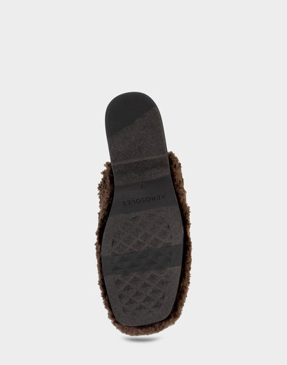 Aerosoles Comfortable Women's Clog In Brown Faux Shearling