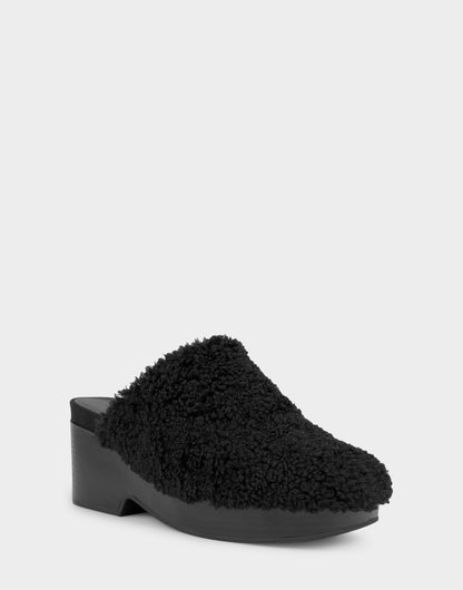 Aerosoles Comfortable Women's Clog In Black Faux Shearling