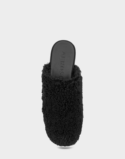 Aerosoles Comfortable Women's Clog In Black Faux Shearling