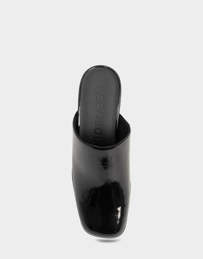 Aerosoles Comfortable Women's Clog In Black Patent Faux Leather