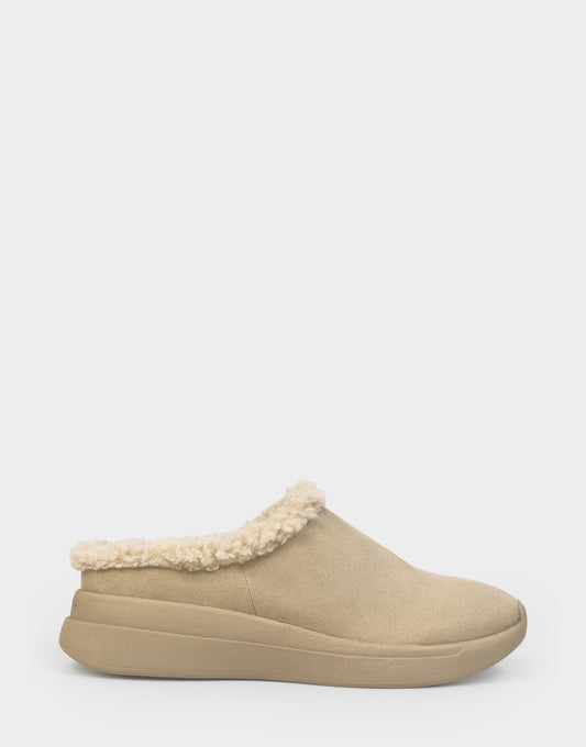 Aerosoles Comfortable Women's Sneaker Mule In Beige Faux Suede