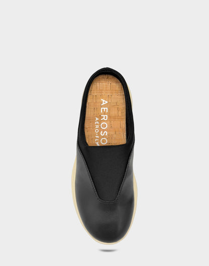 Aerosoles Comfortable Women's Mule in Black Faux Leather/neoprene