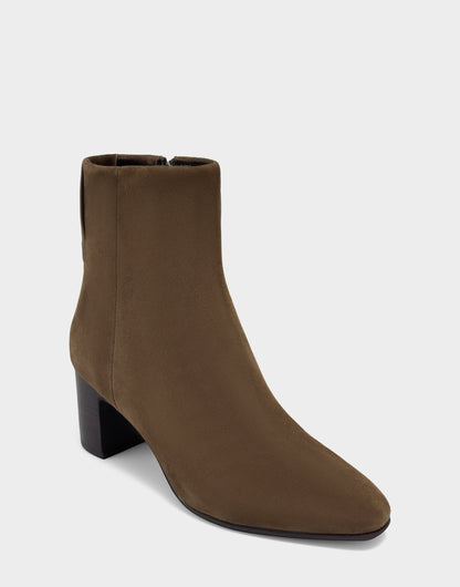 Aerosoles Comfortable Women's Mid Block Heel Bootie In Brown Suede