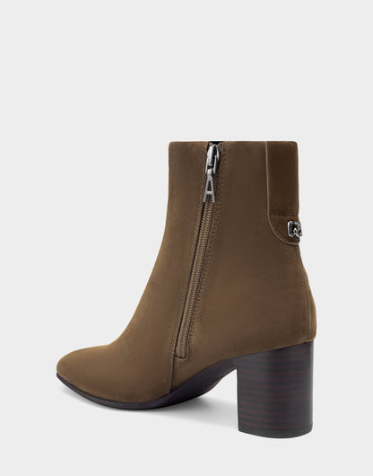 Aerosoles Comfortable Women's Mid Block Heel Bootie In Brown Suede
