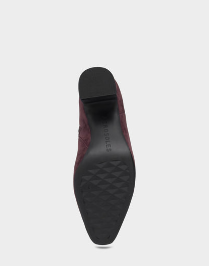 Aerosoles Comfortable Women's Mid Block Heel Bootie In Burgundy Suede