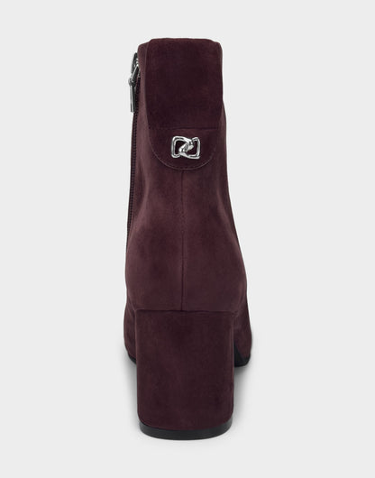 Aerosoles Comfortable Women's Mid Block Heel Bootie In Burgundy Suede