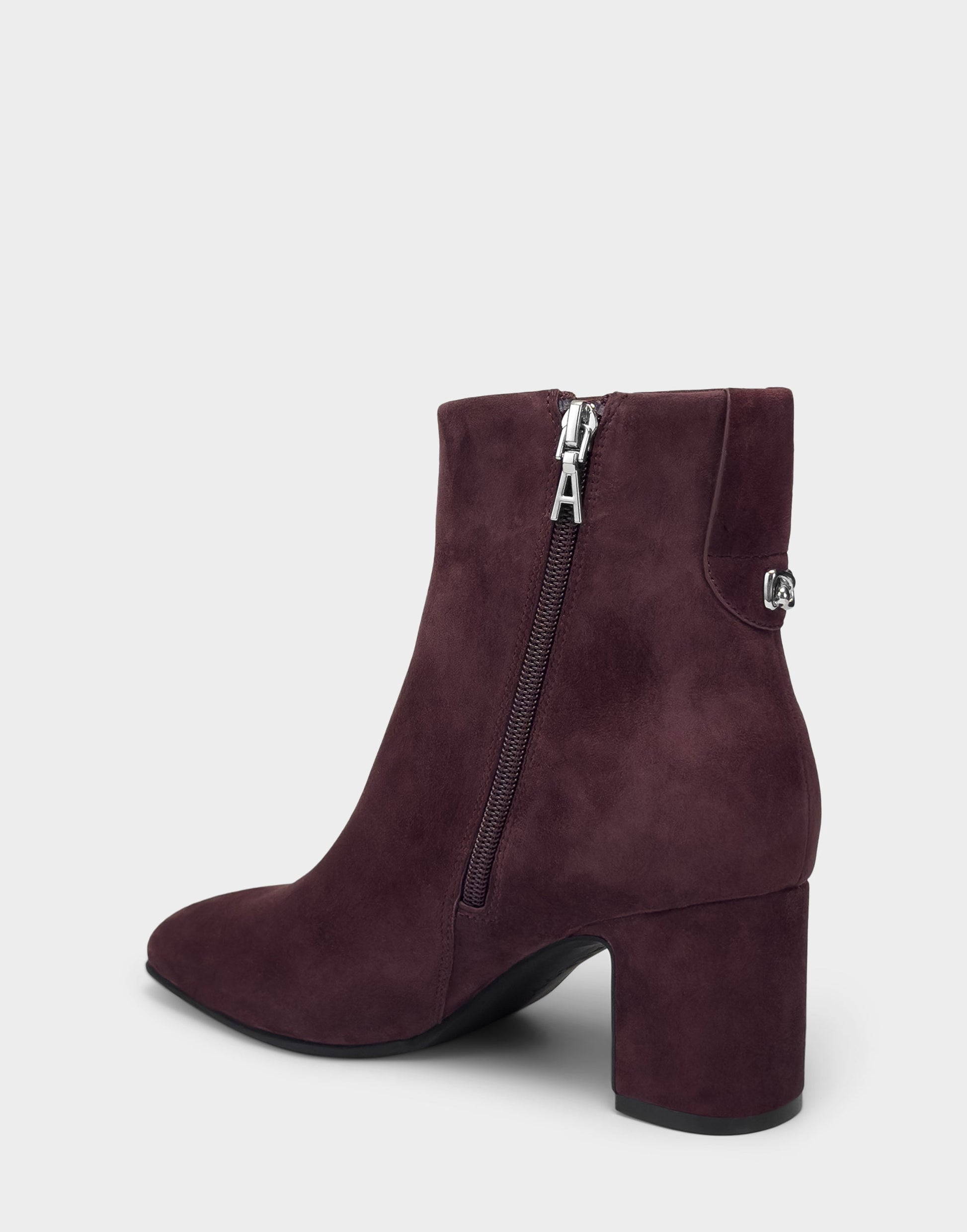 Aerosoles Comfortable Women's Mid Block Heel Bootie In Burgundy Suede