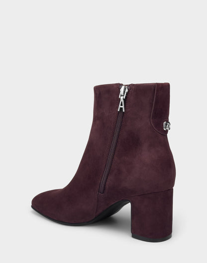 Aerosoles Comfortable Women's Mid Block Heel Bootie In Burgundy Suede