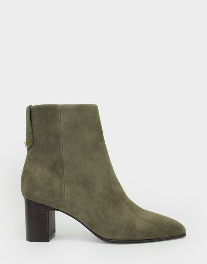 Aerosoles Comfortable Women's Mid Block Heel Bootie In Green Suede