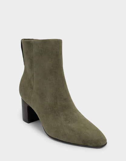 Aerosoles Comfortable Women's Mid Block Heel Bootie In Green Suede