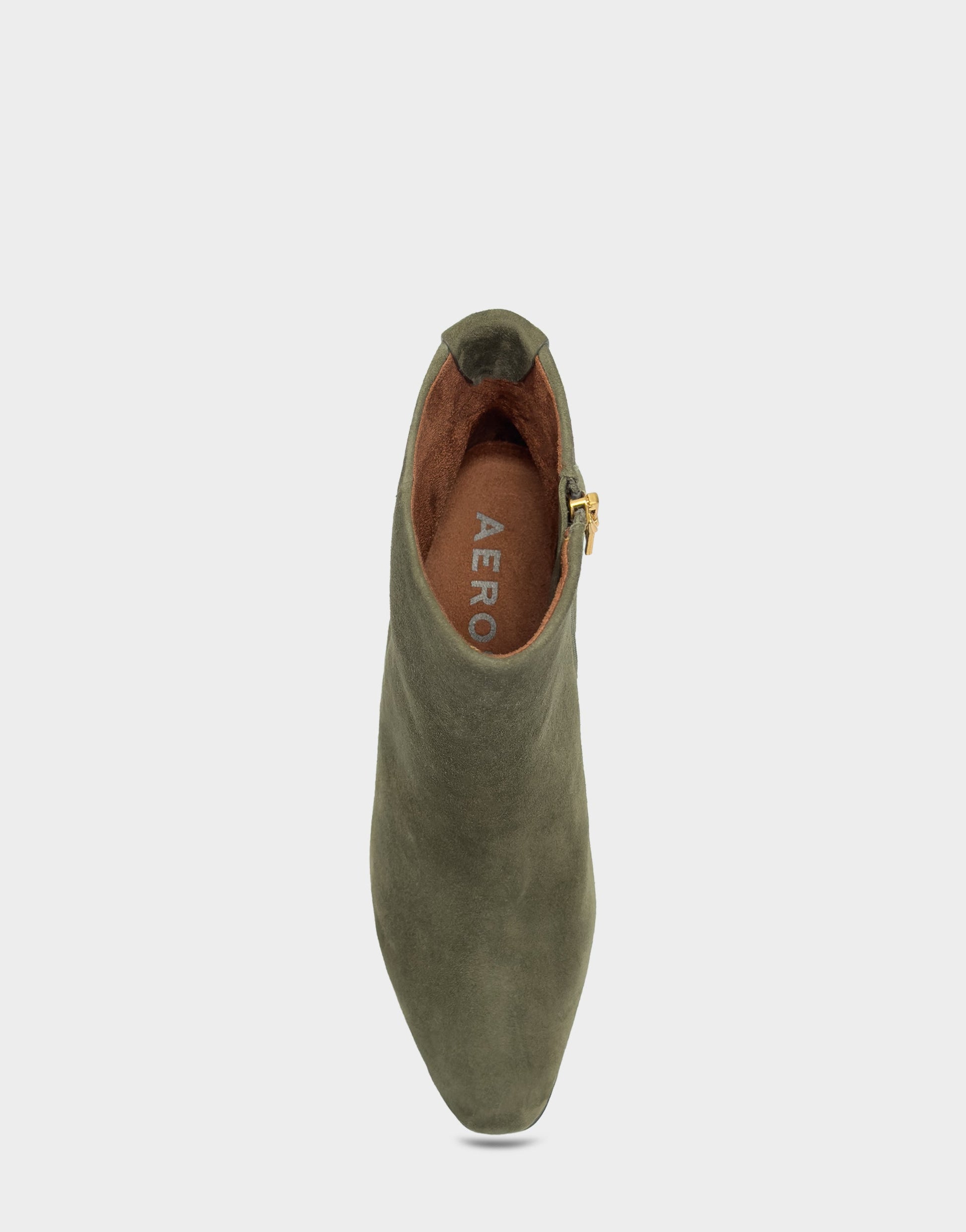 Aerosoles Comfortable Women's Mid Block Heel Bootie In Green Suede