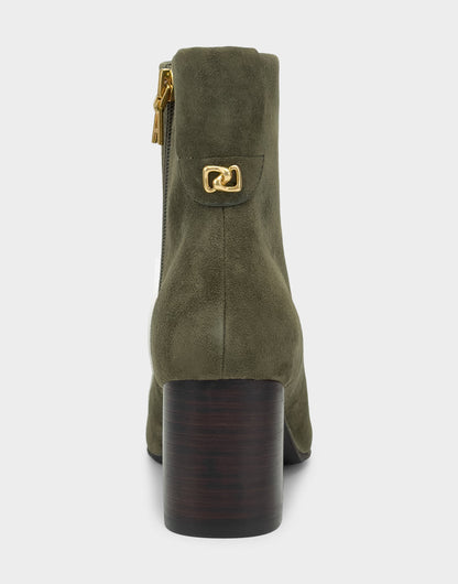 Aerosoles Comfortable Women's Mid Block Heel Bootie In Green Suede