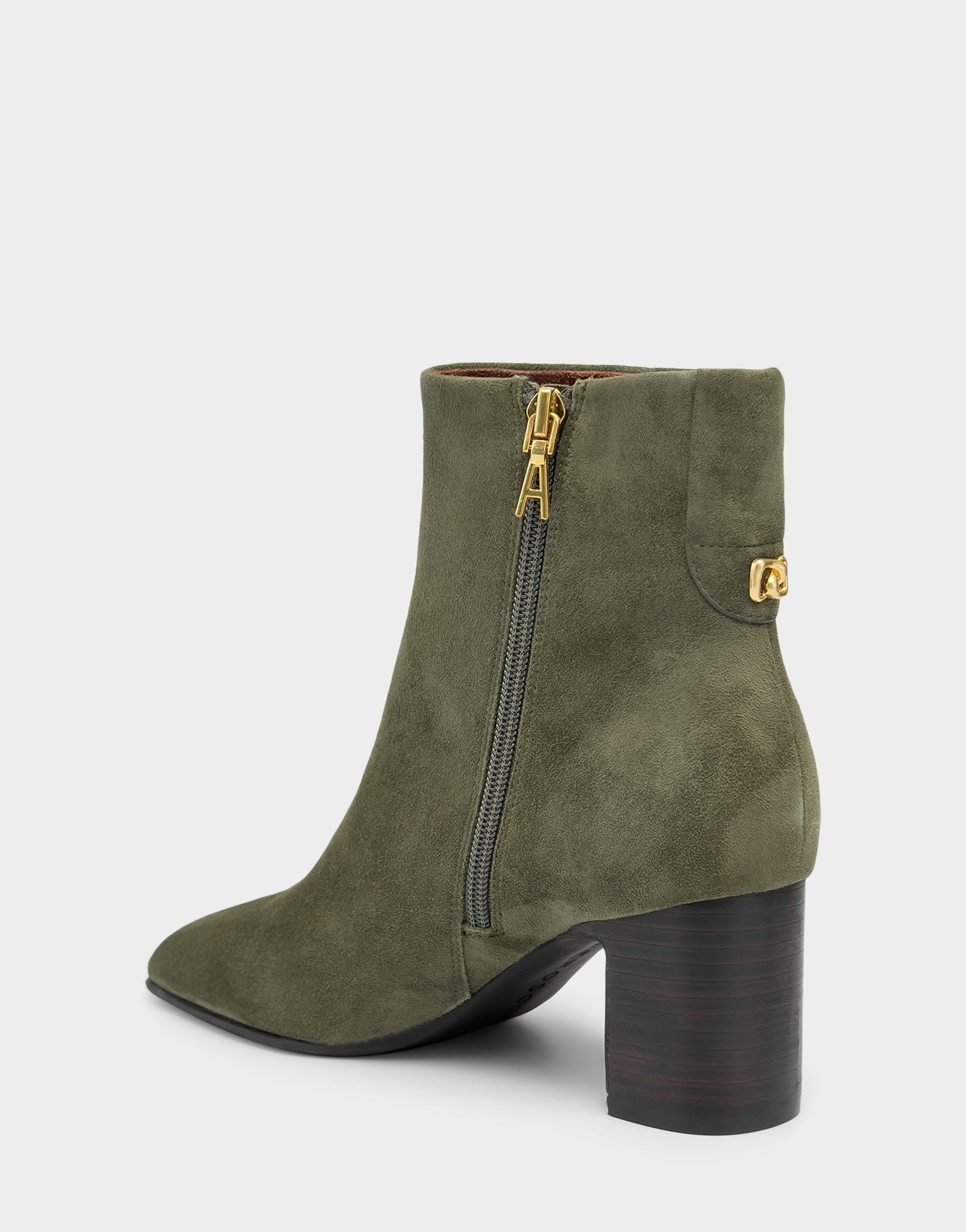 Aerosoles Comfortable Women's Mid Block Heel Bootie In Green Suede