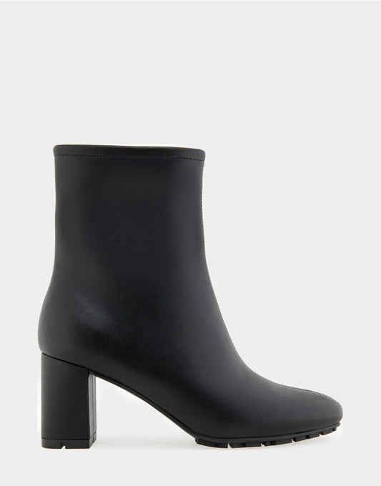 Aerosoles Comfortable Women's Mid Block Heel Bootie In Black Faux Leather