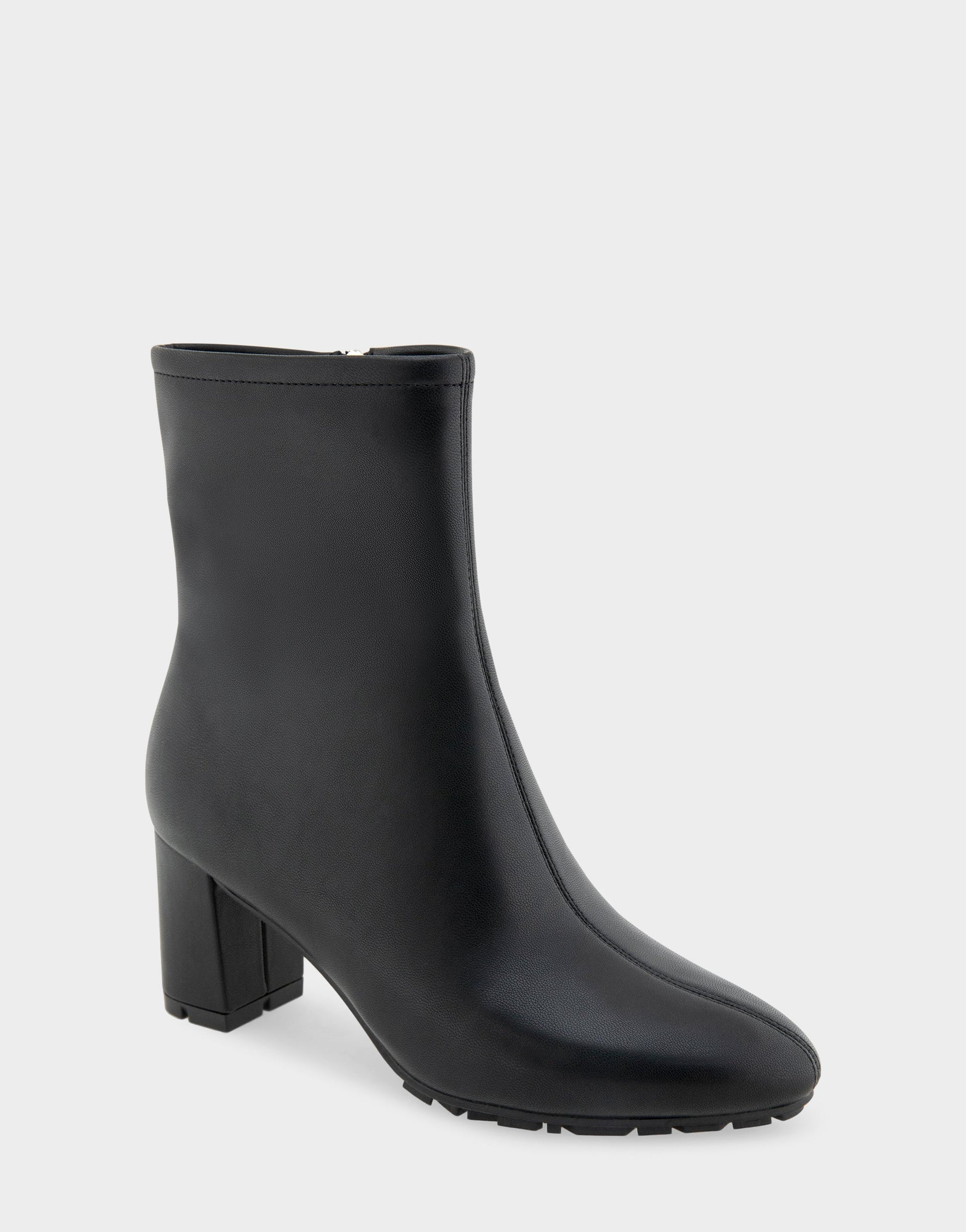 Aerosoles Comfortable Women's Mid Block Heel Bootie In Black Faux Leather