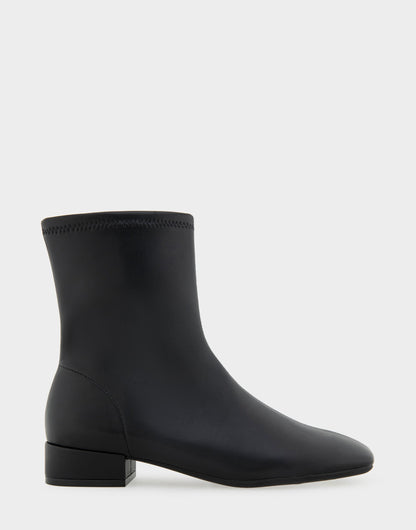 Aerosoles Comfortable Women's Low Block Heel Bootie In Black Faux Leather