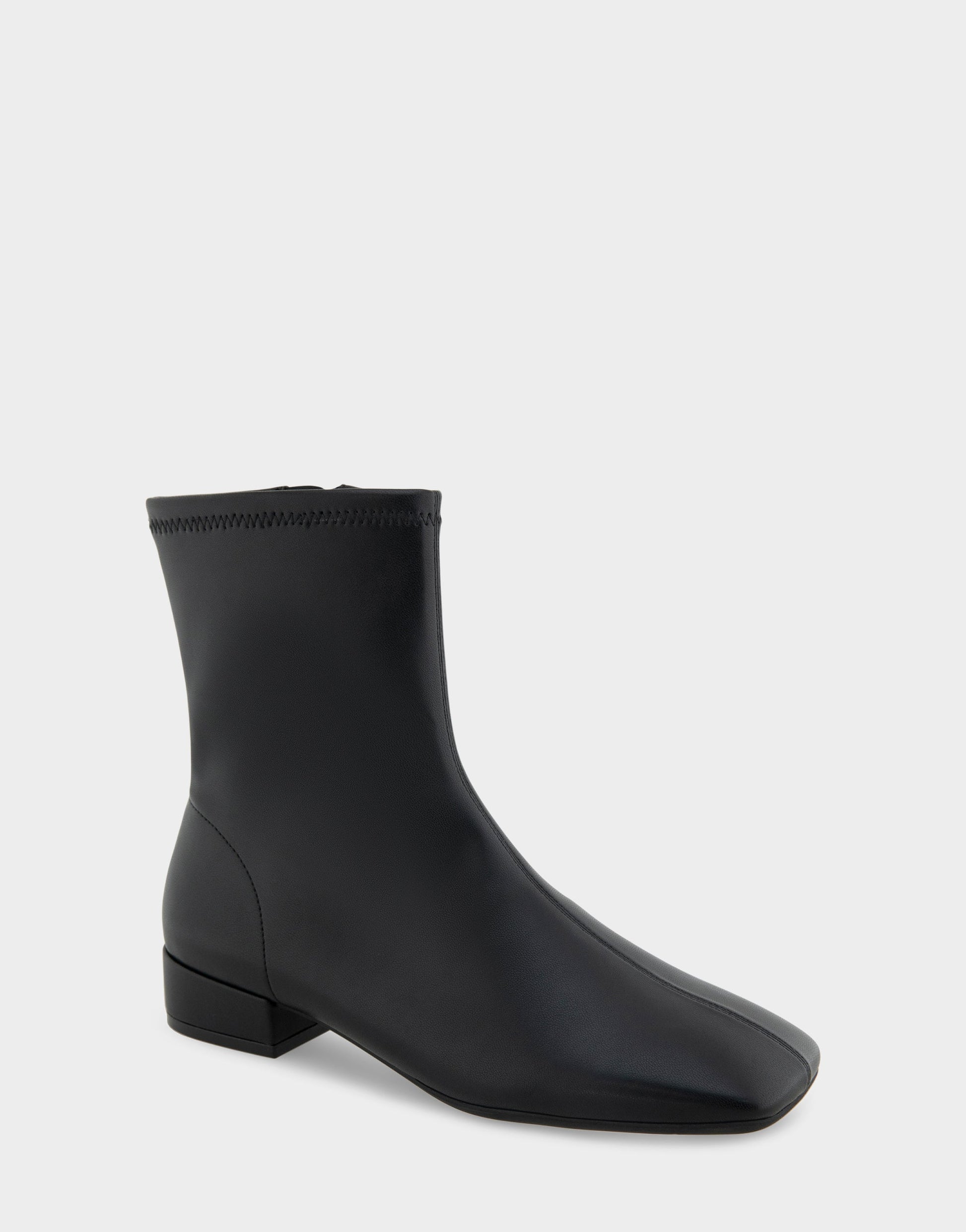 Aerosoles Comfortable Women's Low Block Heel Bootie In Black Faux Leather
